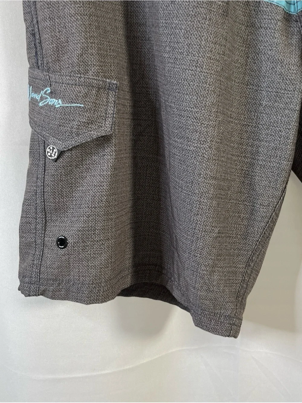 Maui and Sons Colorblock Board Shorts 4 Way Stretch Grey Blue Mens 32